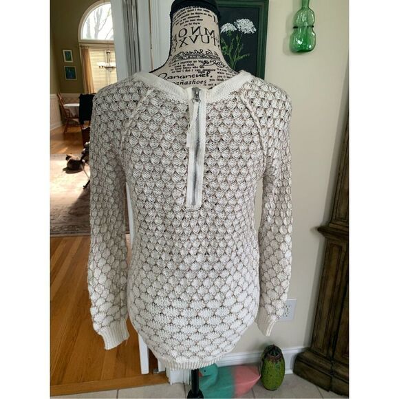 Anthropologie Moth Cream And Beige Honeycomb Knit  Sweater - Picture 7 of 8